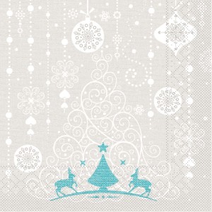 SERWETKI airlaid 40x40 cm, STELLA silver grey-turquoise, 50 szt.      