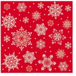 SERWETKI airlaid 40 x 40 cm SNOWFLAKES red, 50 szt.