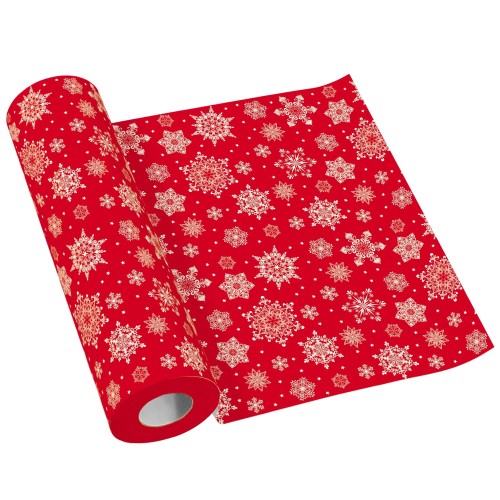 BIEŻNIK airlaid w roli 40 cm x 24 m SNOWFLAKES red