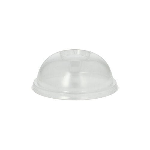 POKRYWKI wypukłe, z PLA, "pure", okrągłe, średnica 9,5 cm, 4,5 cm, krystaliczny, z otworem, 100 szt.