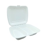 MENU Box z pulpy trzciny cukrowej 2-komorowy, 230x205 mm, biały, 50 szt.