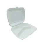 MENU Box z pulpy trzciny cukrowej 3-komorowy, 230x205 mm, biały, 50 szt.