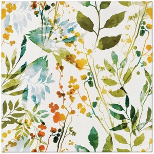 SERWETKI airlaid 40x40 cm, WATERCOLOR Leaves, 50 szt.
