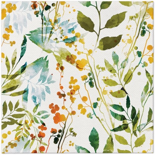 SERWETKI airlaid 40x40 cm, WATERCOLOR Leaves, 50 szt.