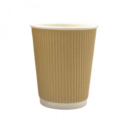 KUBEK papierowy KRAFT ryflowany 2W, 0% plastic, 250ml, Ø 8 cm, 25 szt.
