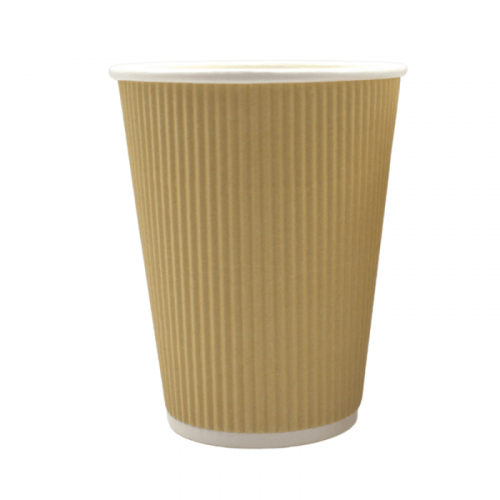 KUBEK papierowy KRAFT ryflowany 2W, 0% plastic, 300ml, Ø 9 cm, 25 szt.