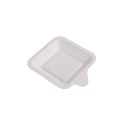 TALERZYK deserowy z pulpy trzciny cukrowej 13,3 x 11,3 cm, na ciasto, biały, 50 szt.
