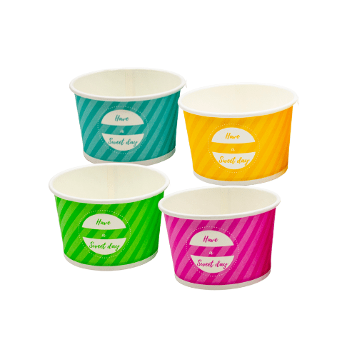 POJEMNIK papierowy na lody/desery, okrągły, 245 ml, mix kolorów "Sweet Day", 50 szt.