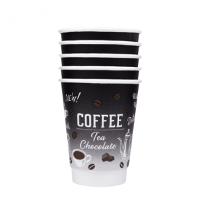 KUBEK papierowy 2-warstwowy z nadrukiem COFFEE, 0% plastic, 300ml, Ø 9 cm, 25 szt.