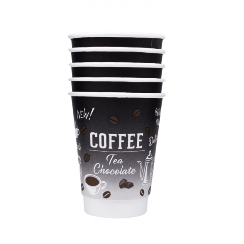 KUBEK papierowy 2-warstwowy z nadrukiem COFFEE, 0% plastic, 300ml, Ø 9 cm, 25 szt.